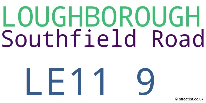 A word cloud for the LE11 9 postcode